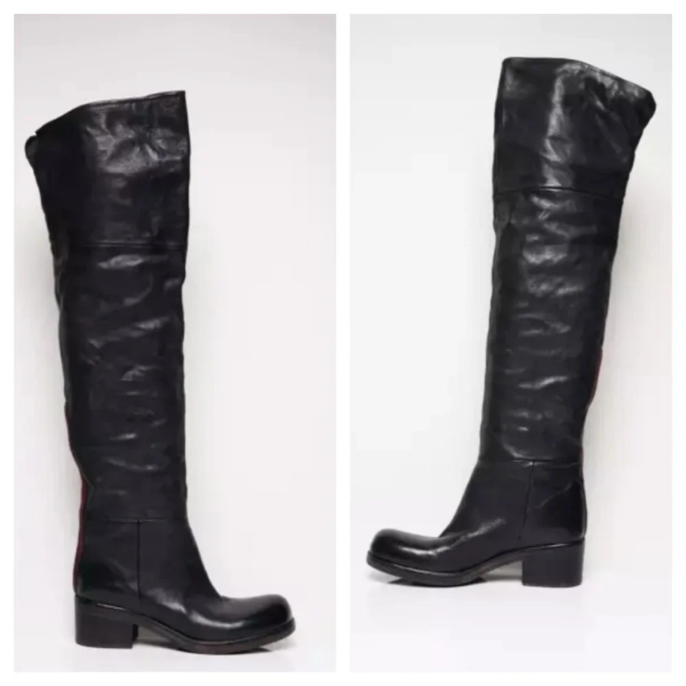VIC MATIE Leather Boots Women's Over the Knee black Size 36 US 6 made in Italy